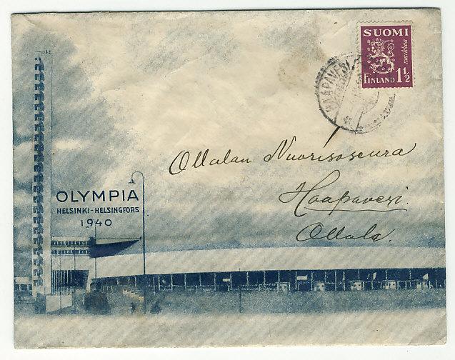 Olympia 1940 Helsinki Kuvallinen kirje - Askon Keräilyraha