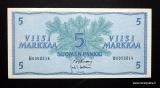 5 Markkaa 1963 ilman Litt, no 0058814 Kullberg-Voutilainen kl.8 Hyvkuntoinen kerilyseteli 8,00€